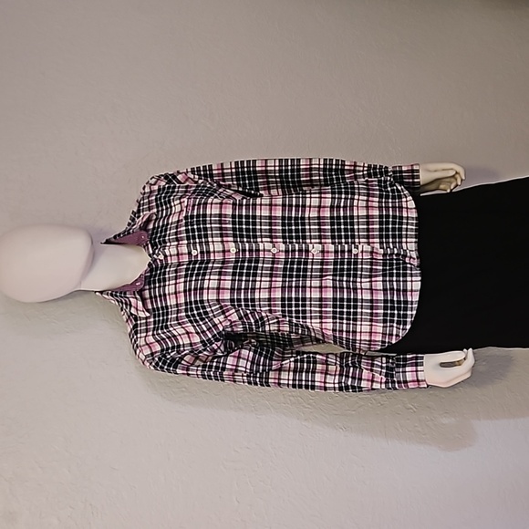 CRUEL GIRL Navy Blue & Pink Plaid Button Down Rodeo Shirt - Picture 2 of 6